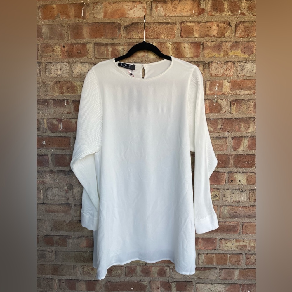 Refka Woman Crinkle Sleeve Off-white Tunic🖤